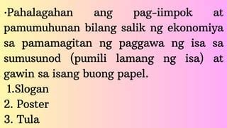 Tungkol Sa Kahalagahan Ng Pag Iimpok At Pamumuhunan Sloga.